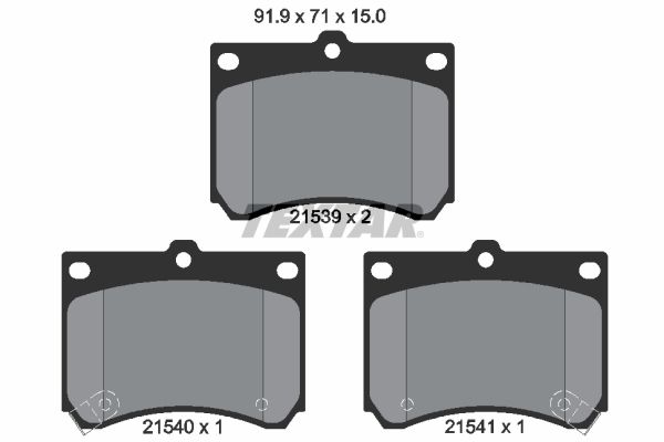 Textar Brake Pad Set Front 91.7mm x 71mm x 15mm 2153901