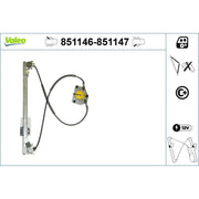 Valeo Electric Window Regulator Lifter Right Rear 851147