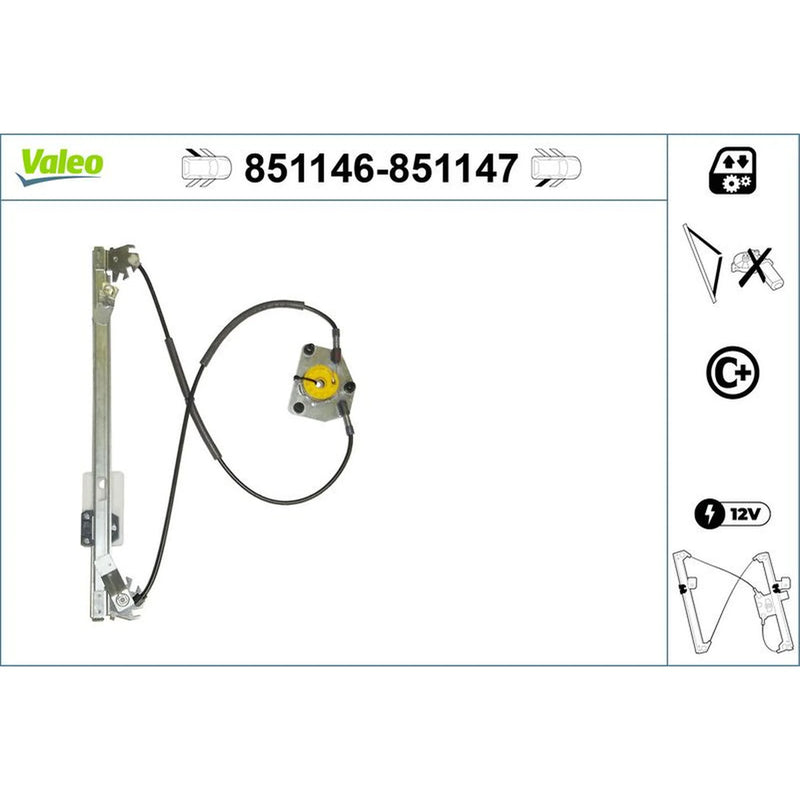 Valeo Electric Window Regulator Lifter Right Rear 851147