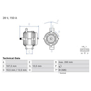 Bosch Car Alternator 12V 0 986 087 220