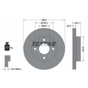 Textar 2 x Vented Front Brake Discs 92309403-x2