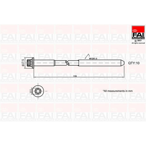 FAI Cylinder Head Bolt Set M12 x 1.5 B1401