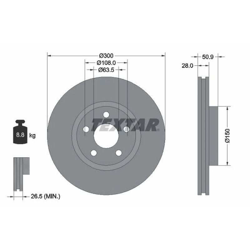 Textar 2 x Vented Front Brake Discs 92283105-x2
