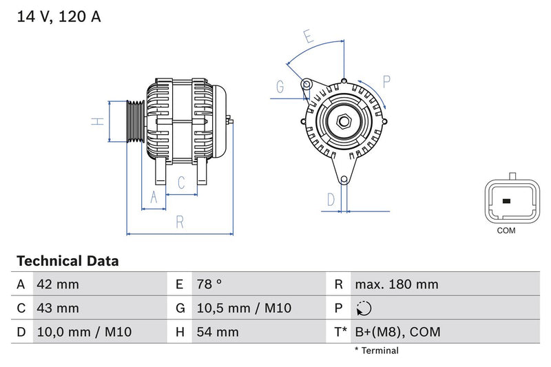 Bosch Car Alternator 12V 0986083800