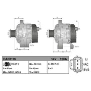 Denso Car Alternator 12V DAN1119