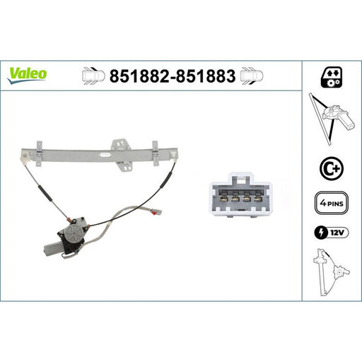 Valeo Electric Window Regulator Lifter Right Front 851883