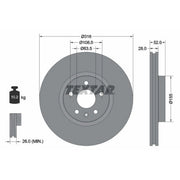 Textar 2 x Externally Vented Front Brake Discs 92162305-x2