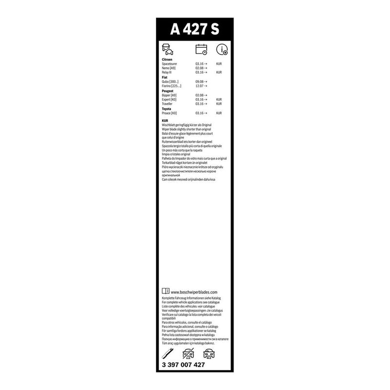 Bosch Aerotwin Wiper Blade Set 650mm + 475mm — A427S