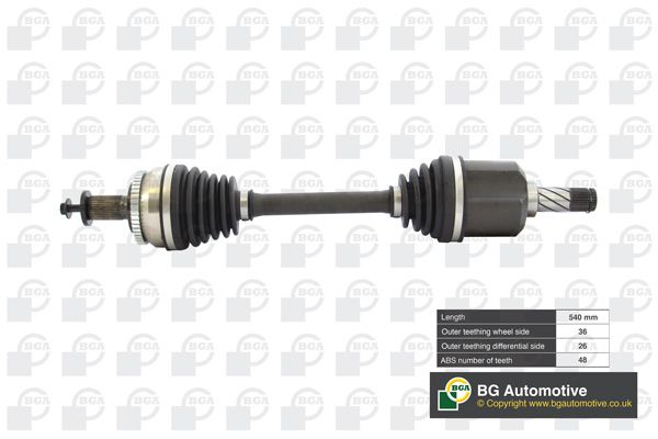 Bga CV Drive Shaft Driveshaft Front 540mm DS9706LA