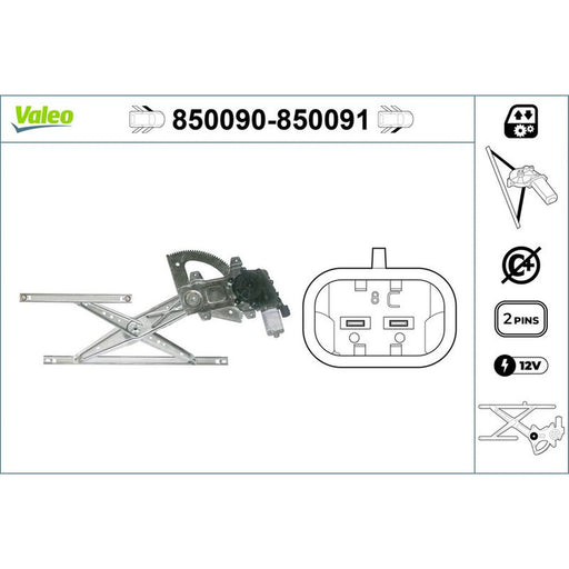 Valeo Electric Window Regulator Lifter Right Front 850091