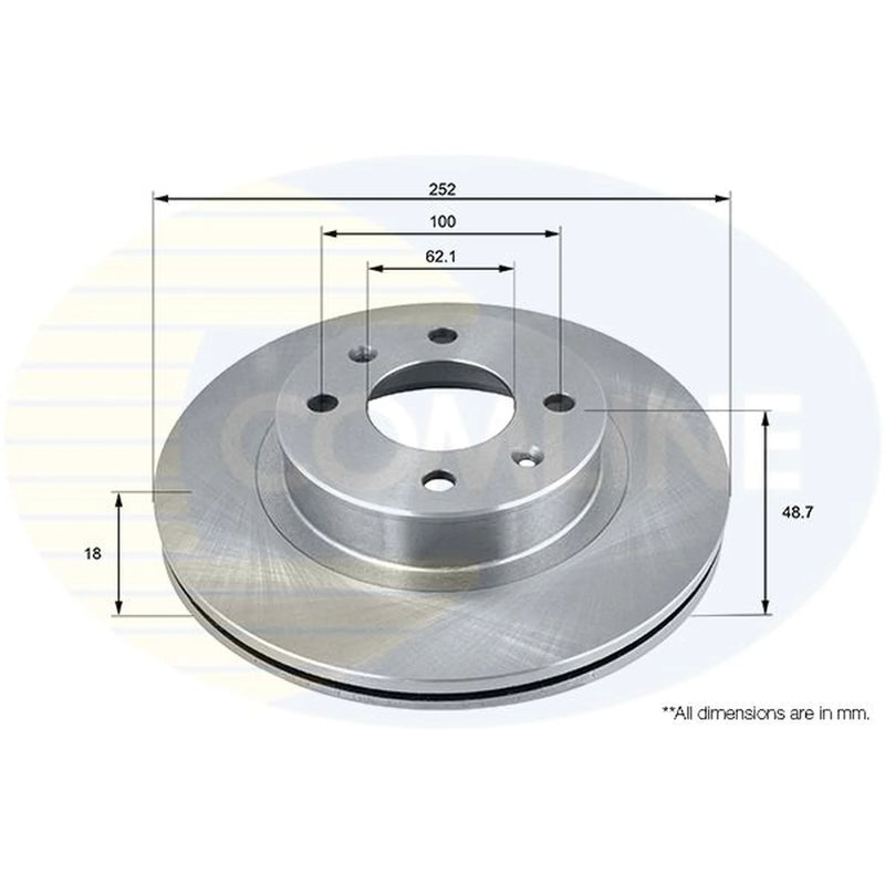 Comline 2 x Vented Front Brake Discs ADC2401V-x2