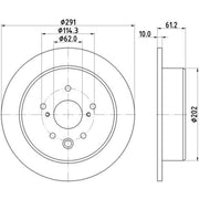 Mintex 2 x Solid Rear Brake Discs MDC1956-x2