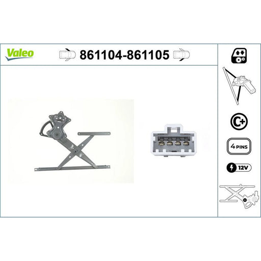 Valeo Electric Window Regulator Lifter Left Front 861104