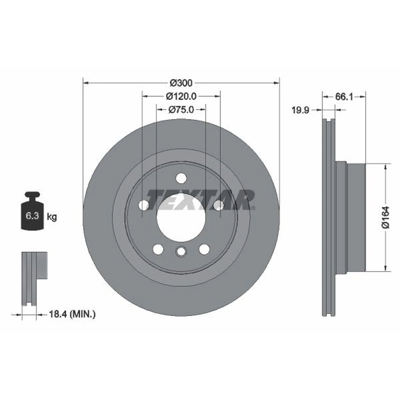 Textar 2 x Vented Rear Brake Discs 92257203-x2