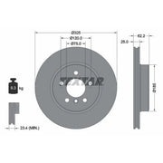 Textar 2 x Vented Front Brake Discs 92141505