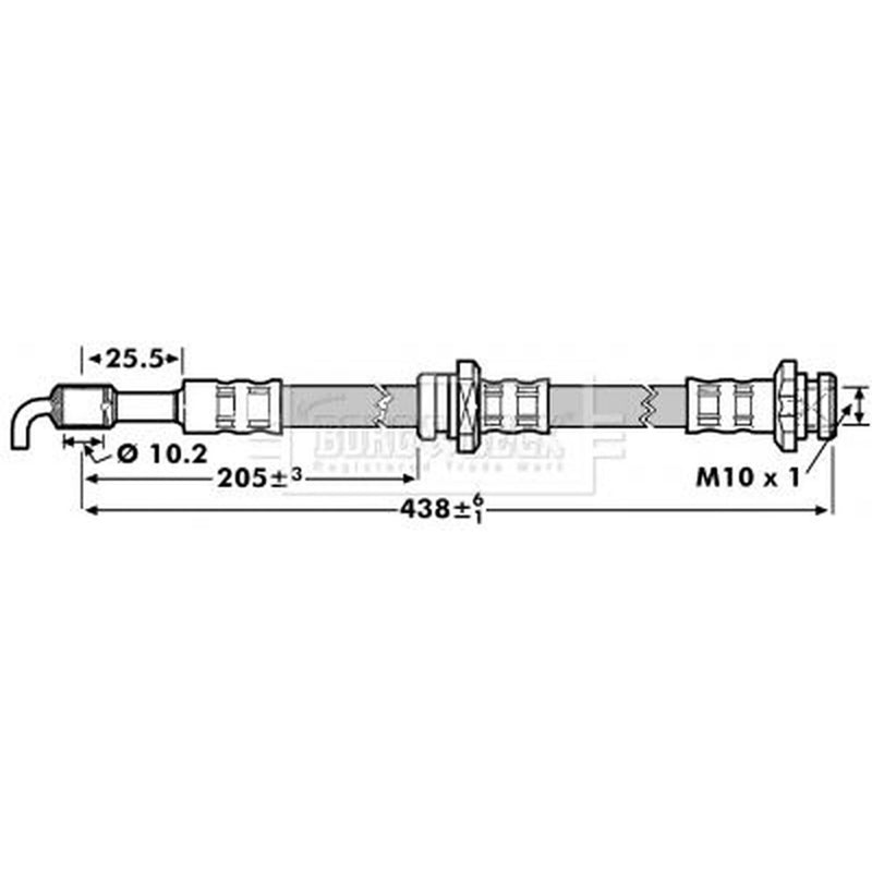 Borg & Beck Brake Hydraulic Hose Line Front Right BBH7127