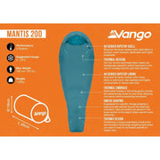Vango Mantis 200 Sleeping Bag Deep Lagoon - Vango - Van Life Living