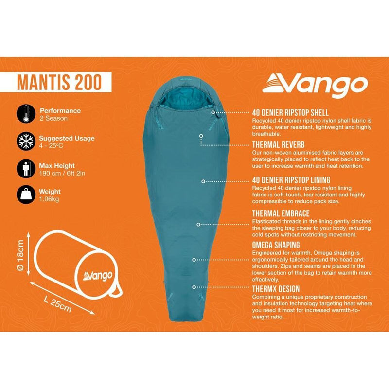 Vango Mantis 200 Sleeping Bag Deep Lagoon - Vango - Van Life Living