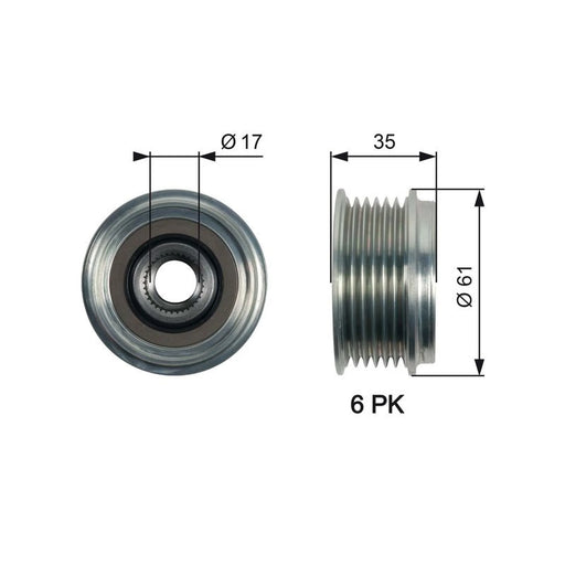 Gates Alternator Overrunning Freewheel Clutch OAP7166