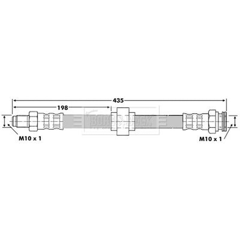 Borg & Beck Brake Hydraulic Hose Line Front Right BBH6066