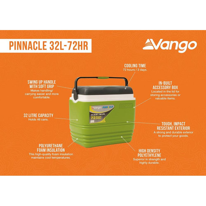 Vango Pinnacle 32L 72HR Green Picnic Camping Food Drink Cool Box Cooler - Vango - Van Life Living