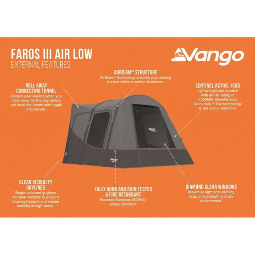 Vango Faros III Air Low Drive Away Awning Low Cloud Grey - Vango - Van Life Living