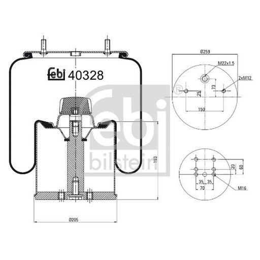 Febi Air Suspension Bellow 260mm 40328