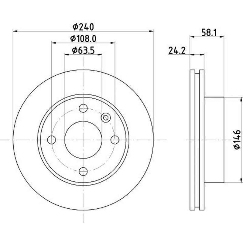 DON 2 x Vented Front Brake Discs PCD16042-x2