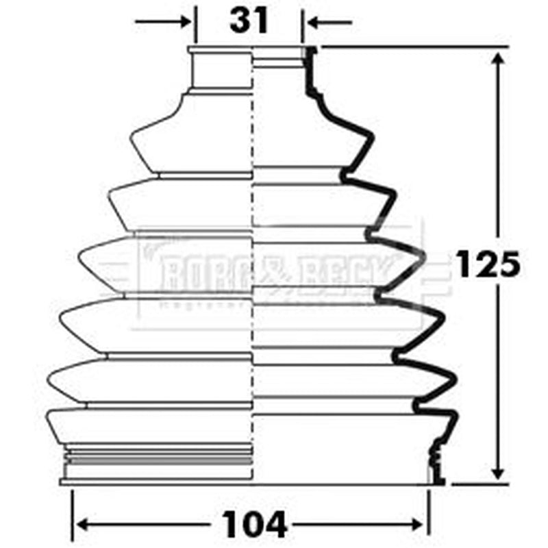 Borg & Beck Drive Shaft Bellow Kit Wheel Side Thermoplast BCB2395