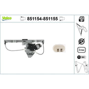 Valeo Electric Window Regulator Lifter Right Rear 851155