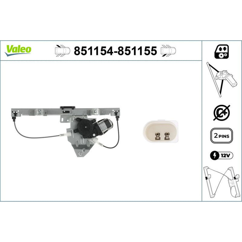 Valeo Electric Window Regulator Lifter Right Rear 851155