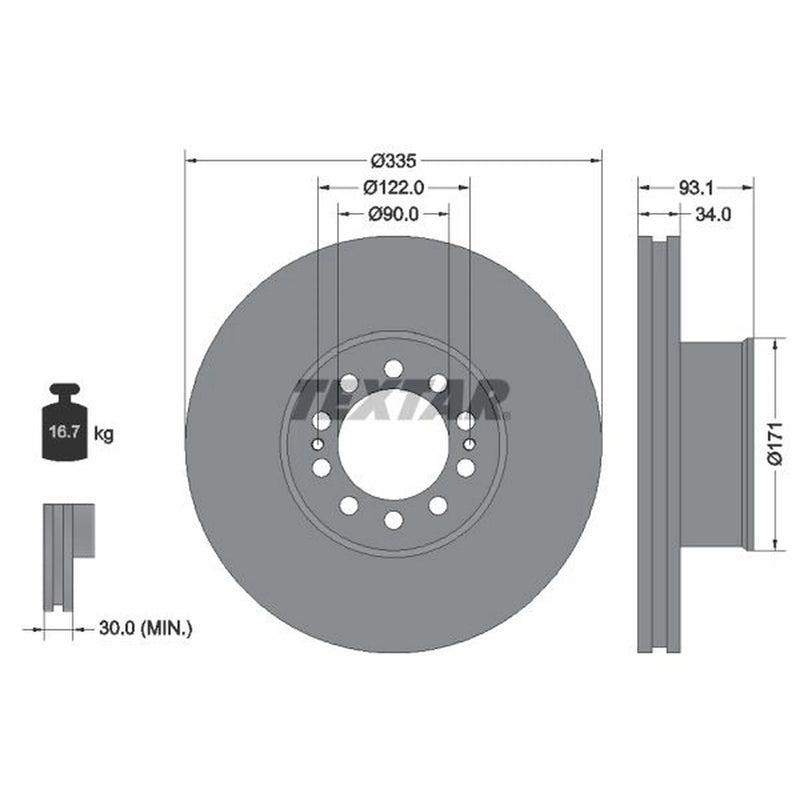 Textar Front Brake Discs 93138000-x2