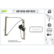 Valeo Electric Window Regulator Lifter Right Front 851533