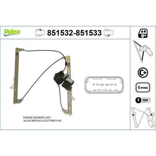 Valeo Electric Window Regulator Lifter Right Front 851533
