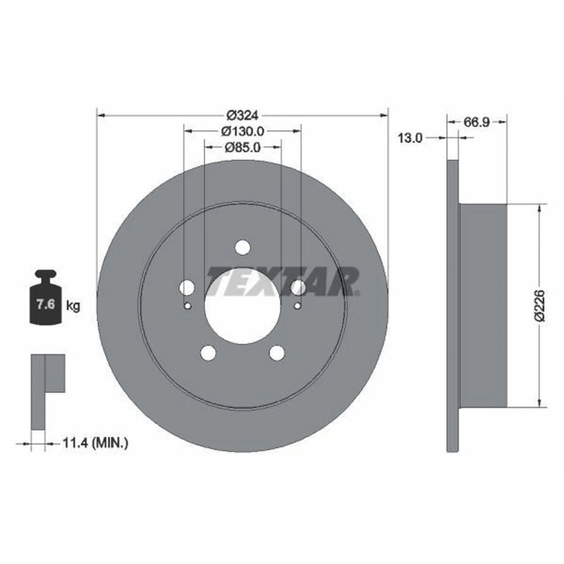 Textar 2 x Solid Rear Brake Discs 92347403-x2