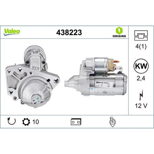 Valeo Starter Motor 12V 2.4kW 10 Teeth 438223
