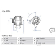 Bosch Car Alternator 12V 0 986 046 220