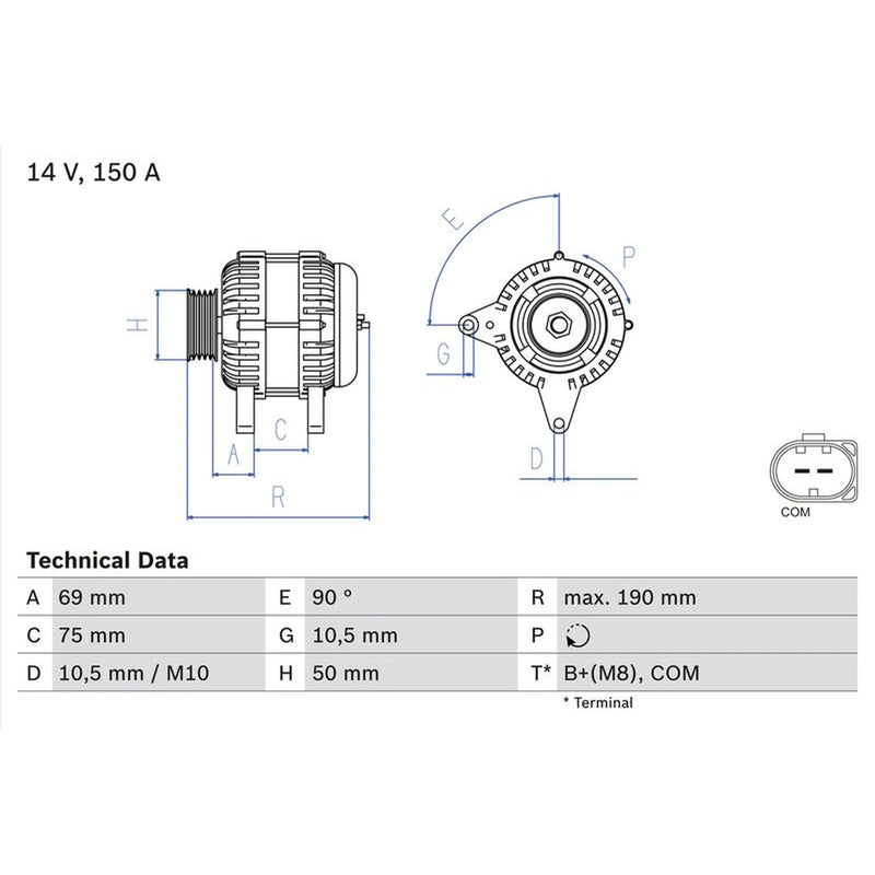 Bosch Car Alternator 12V 0 986 046 220