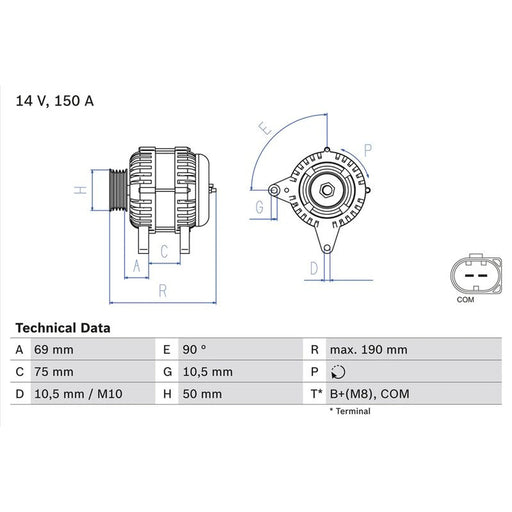 Bosch Car Alternator 12V 0 986 046 220