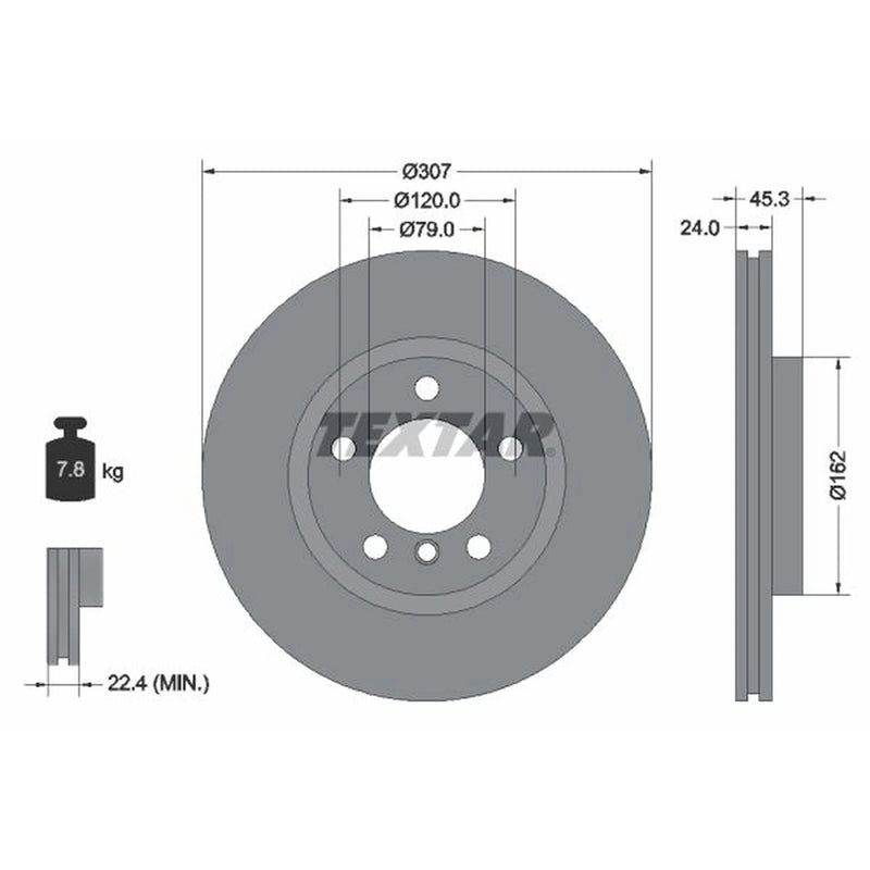 Textar 2 x Vented Front Brake Discs 92275605-x2