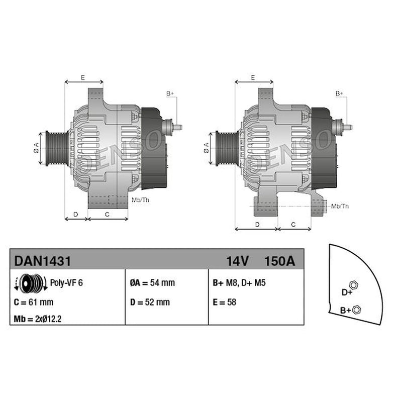 Denso Car Alternator 12V DAN1431