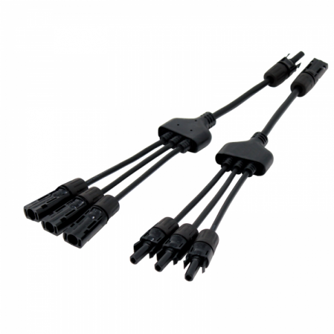 Photonic Universe Pair of 3-to-1 MC4 cable assemblies for solar panels and photovoltaic systems - Dyna-mo Solar - Van Life Living