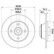 Mintex 2 x Solid Rear Brake Discs MDC1998-x2