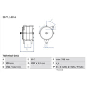 Bosch Car Alternator 12V 0 986 046 550