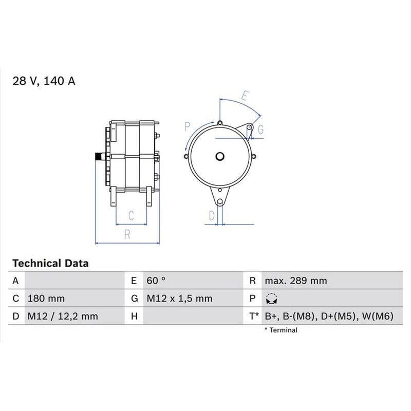 Bosch Car Alternator 12V 0 986 046 550
