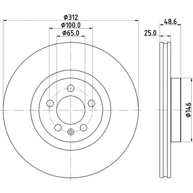 Mintex 2 x Vented Front Brake Discs MDC2865C
