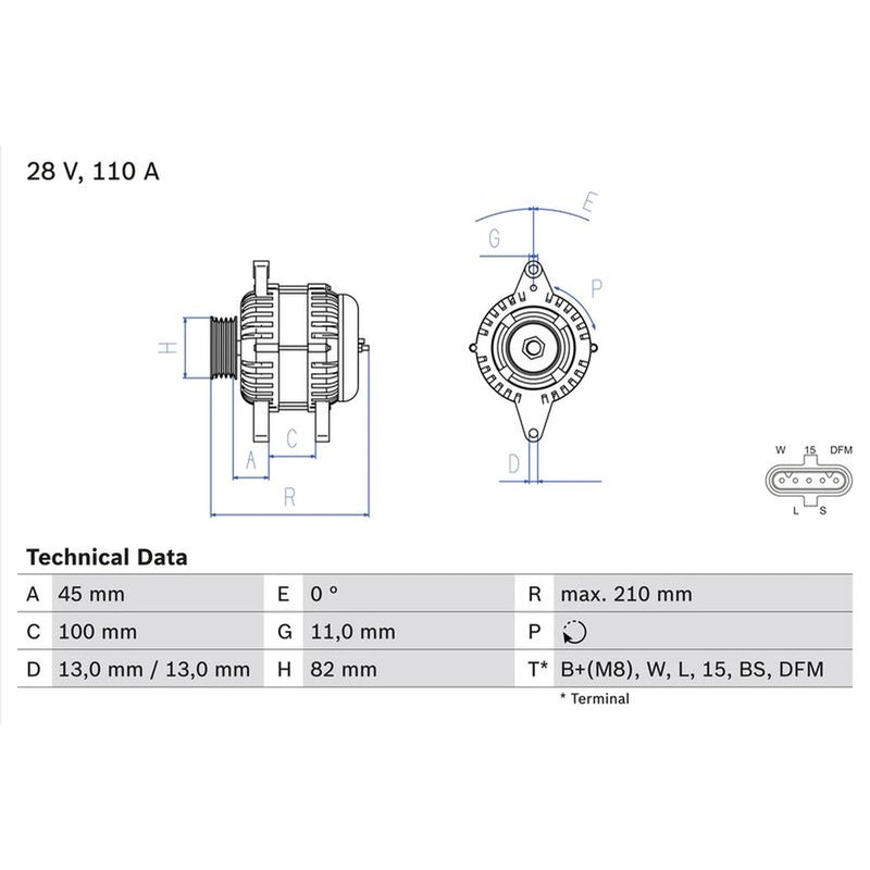 Bosch Car Alternator 12V 0 986 081 870