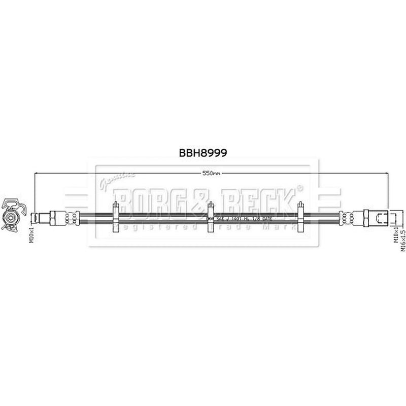 Borg & Beck Brake Hydraulic Hose Line Rear Right BBH8999