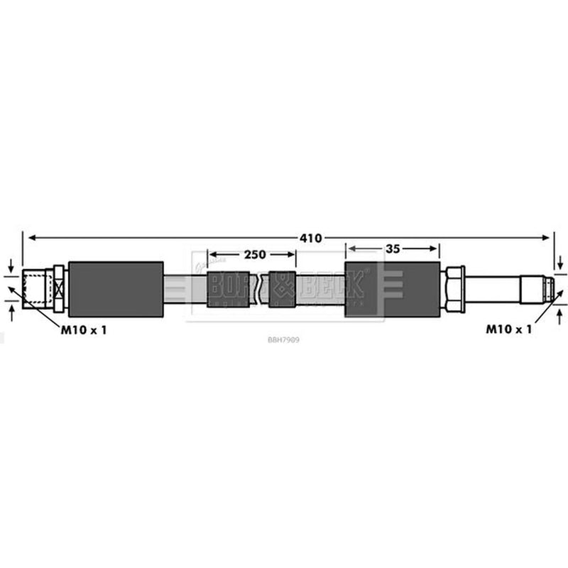 Borg & Beck Brake Hydraulic Hose Line Front Right BBH7909