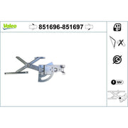 Valeo Electric Window Regulator Lifter Right Front 851697